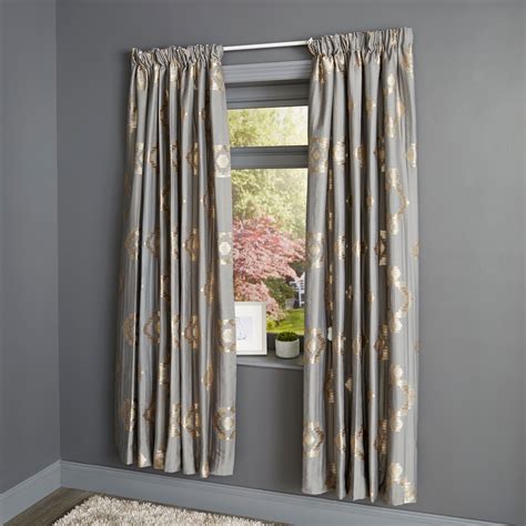 grey patterned curtains pencil pleat